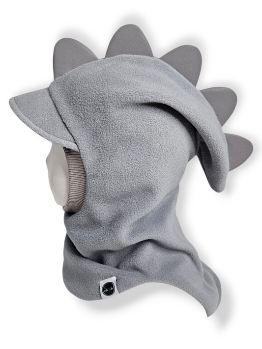 Balaclava Dino Visor Hat - Light Gray / Light Gray / Reflective Spikes