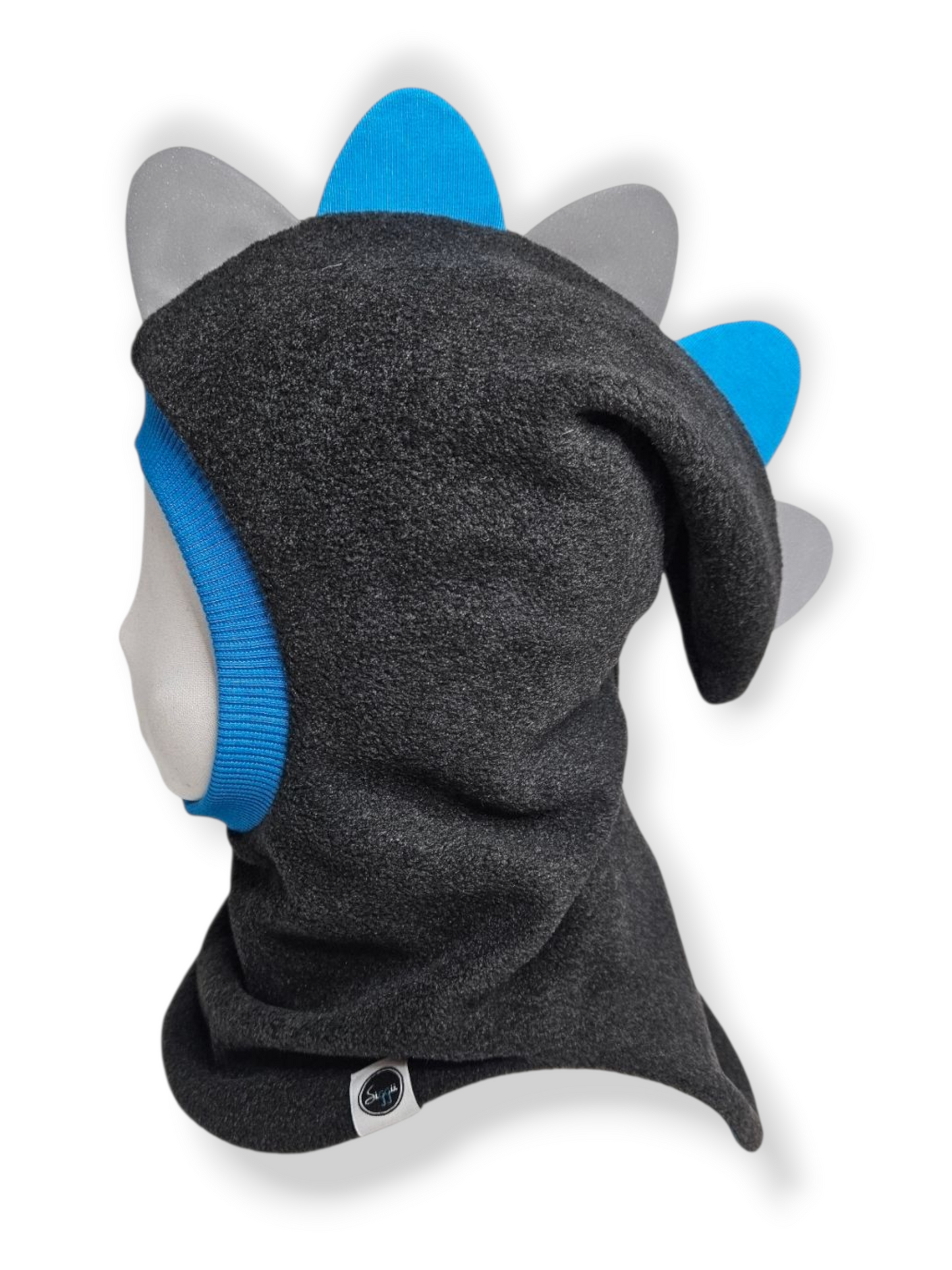 Balaclava Dino Hat - Dark Gray / Blue / Reflective Spikes