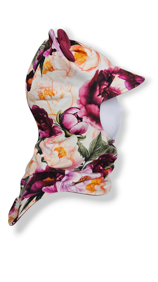 Balaclava Corner Visor Hat - Peonies