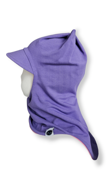 Balaclava Corner Visor Hat - Purple / Rose Pink