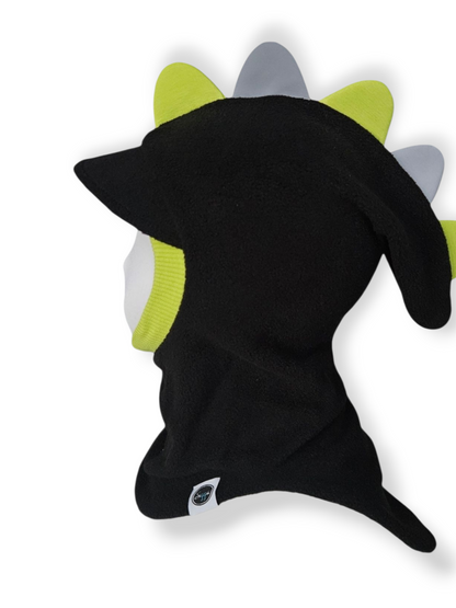 Balaclava Dino Visor Hat - Black / Bright Green / Reflective Spikes