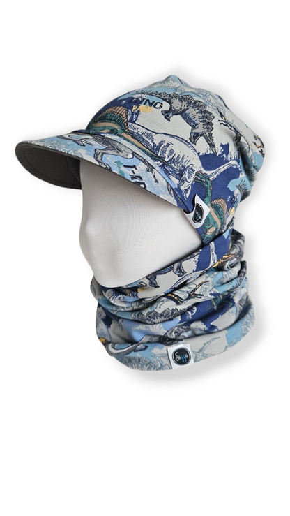 Reversible Visor Hat & Tube Scarf Set - dino