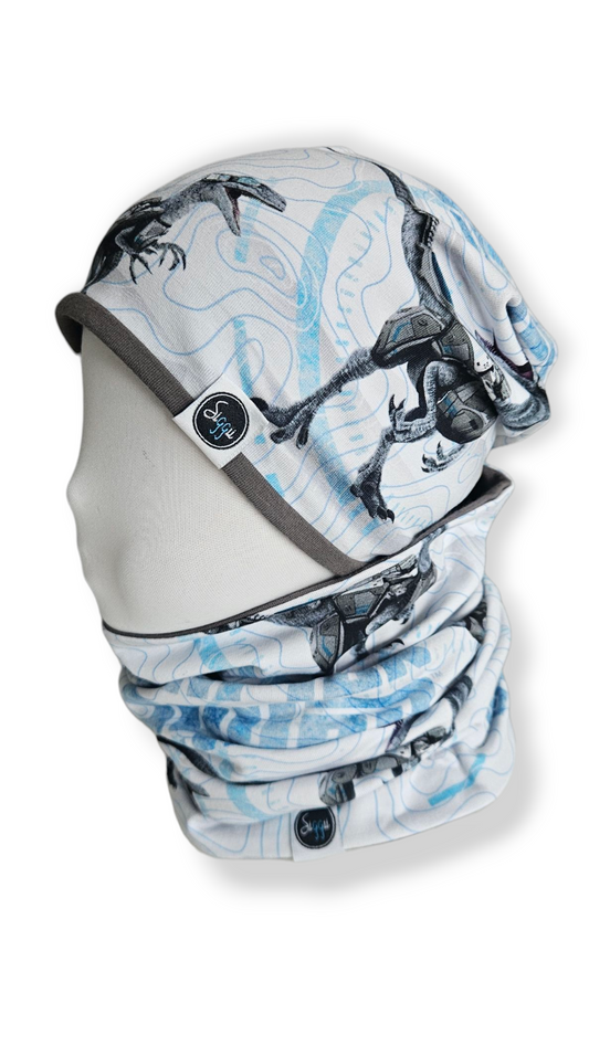 Reversible Hat & Tube Scarf Set - Dino Robots