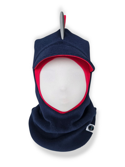 Balaclava Dino Visor Hat - Dark Blue / Red / Reflective Spikes