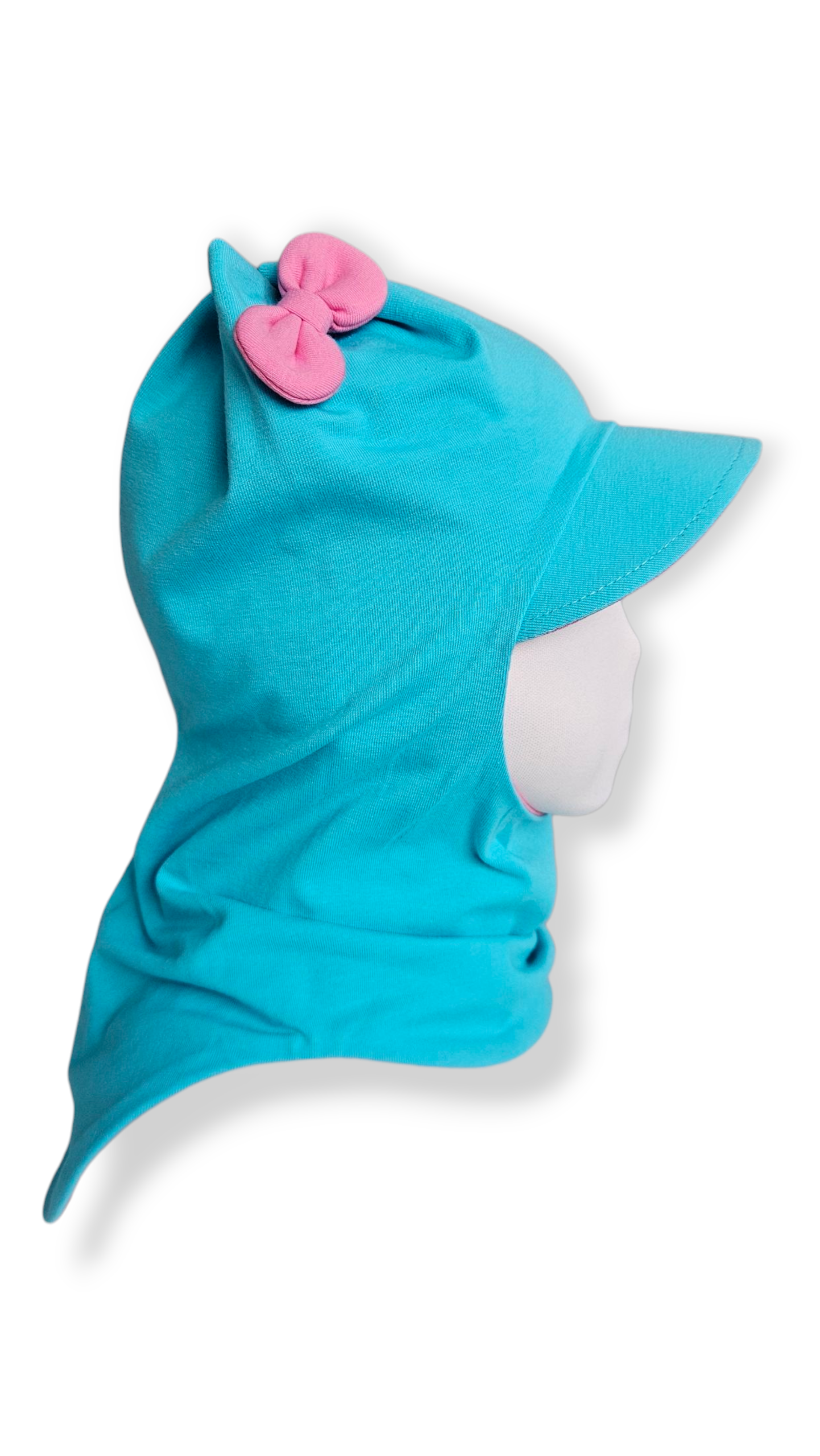 Balaclava Corner Visor Hat - Bright Blue/Roses Pink