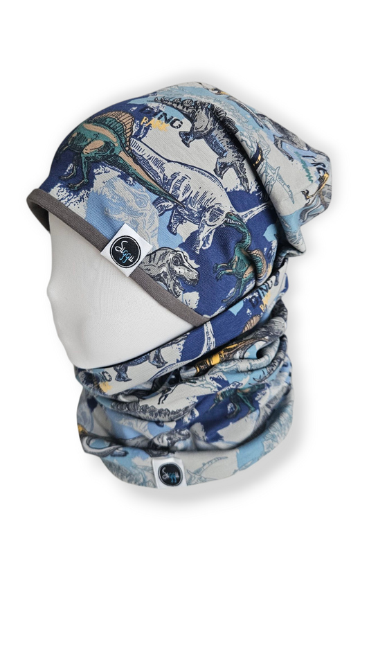 Reversible Hat & Tube Scarf Set - dino